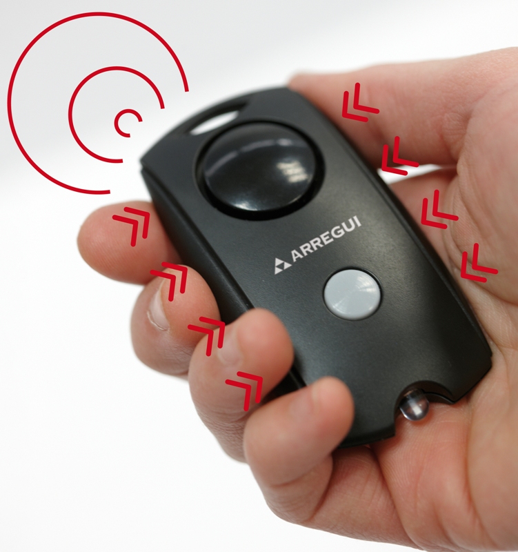 Alarma de seguridad personal AL-002 (ARREGUI) - Alarma sonora que se activa presionando los dos laterales. Incluye también linterna led.