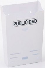 CESTA PUBLICIDAD ACERO BLANCO VERTICAL PEQUEÑA