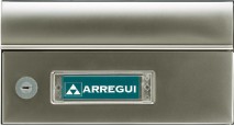 BUZON EXTERIOR CUERPO ALUMINIO NEGRO Ó ACERO NEGRO LACADO Y PUERTA - TAPA DE BOCA ALUMINIO CHAMPAGNE ANODIZADO - APERTURA LATERAL